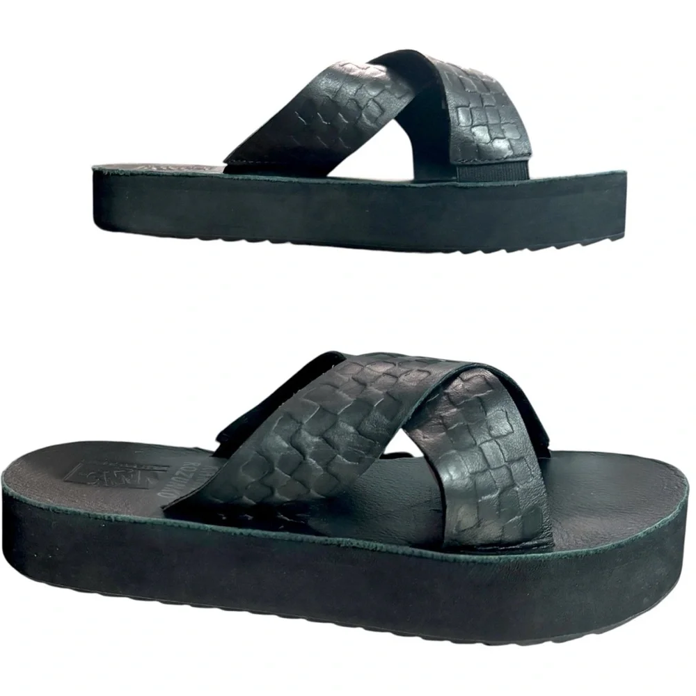 Vans Karina Rozunko UltraCush Mega Platform Leather Cross Strap Sandals 9